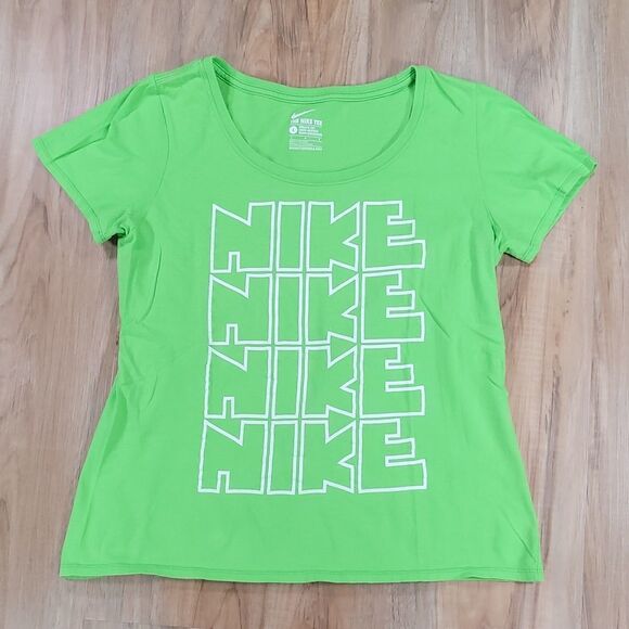 🔺️Nike Bright Green & White Short Sleeve Top Large - Picture 1 of 8